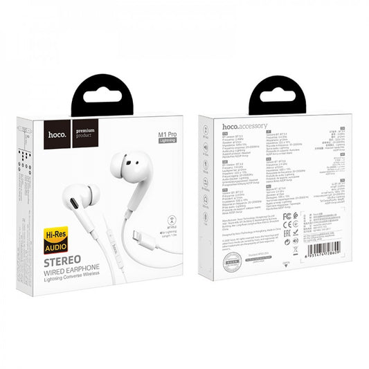 Headphones with microphone Hoco M1 Pro Original series for Lightning — White