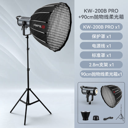 Set Soft Box 90cm + spotlight + tripod Tolifo LED KW200B Pro Fill light 220W Bluetooth control 60m 12 special effect