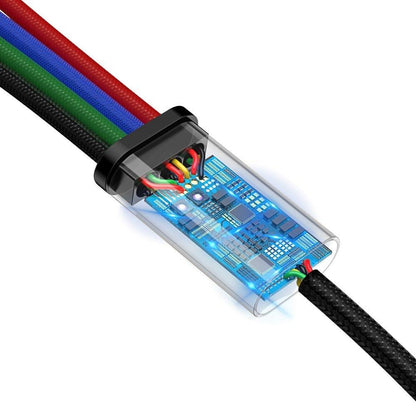 Cable 4 in 1 (2L, M, C) 3.5A (1.2m) Baseus (CA1T4-A01) Rapid Series Black - CA1T4-A01 Black