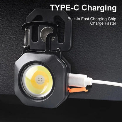 Rechargeable LED flashlight LL-201-COB Li-Ion battery, magnet, carabiner, cigarette lighter, screwdriver, Type-C