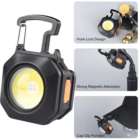 Rechargeable LED flashlight LL-201-COB Li-Ion battery, magnet, carabiner, cigarette lighter, screwdriver, Type-C