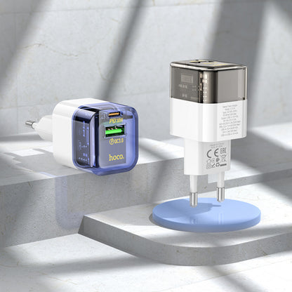 Home Charger 30W PD QC3.0 C to C Cable (1m) Hoco C131A – Transparent Black