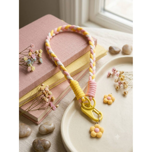 Брелок Braid Flower  — Yellow&Pink
