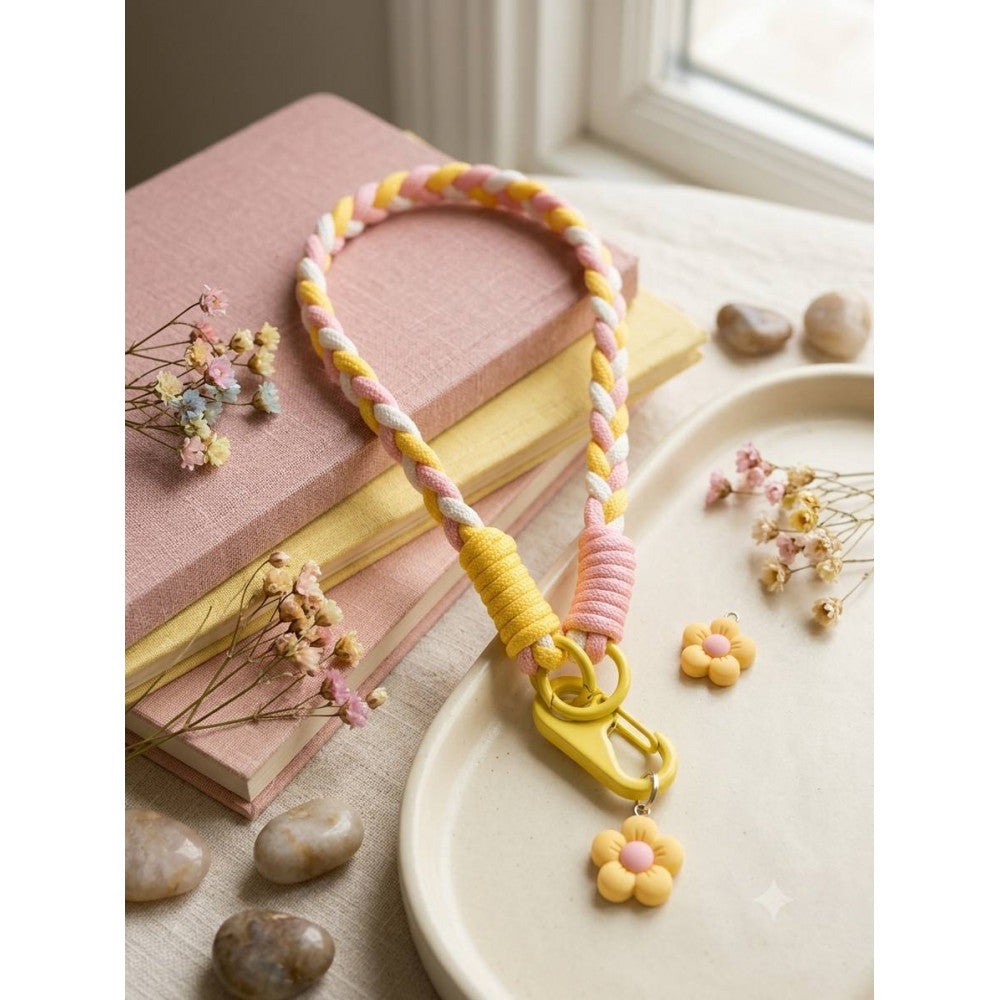 Брелок «Braid Flower» — Yellow&Pink