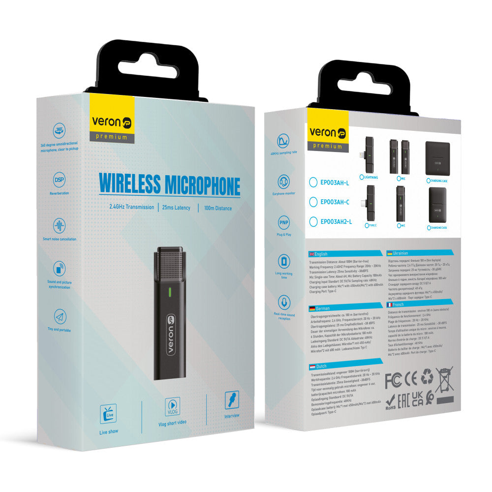 Wireless microphone for Lightning phone Veron EP033AH-L with charging case
