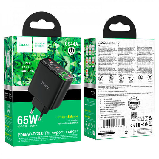 Home Charger | 65W | GaN | QC 3.0 – Hoco CS44A – Black