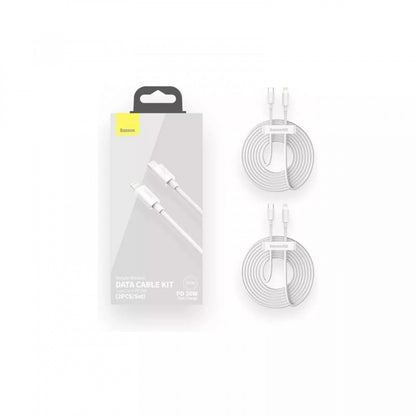 USB C to Lightning Cable 20W PD (1.5m) – Baseus (TZCATLZJ-02) Simple Wisdom Data Kit (2PCS/Set) White