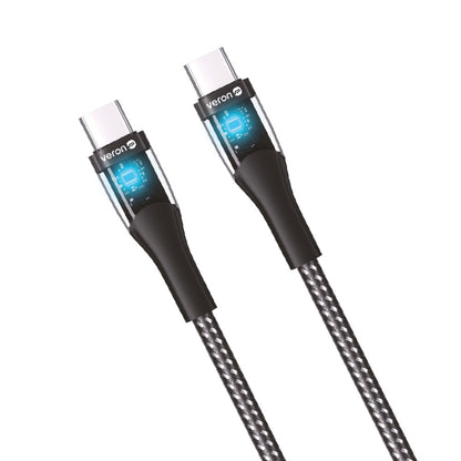 USB C to C Cable 60W PD (1.2m) Veron CC01 Nylon LED – Black