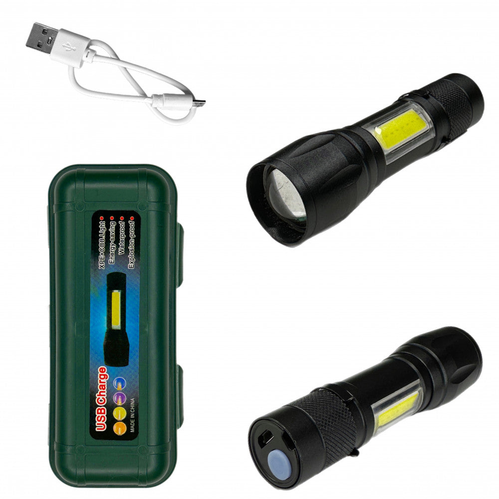 Фонарь ручной Аккумуляторный LED  512 OSL/COB металл USB