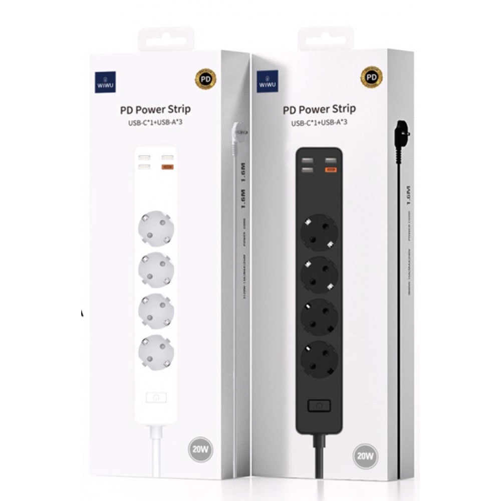 Life filter 3U | 5P | 1C | 13A | 3m – WiWU U02UK3MW PD20W UK Plug – Black