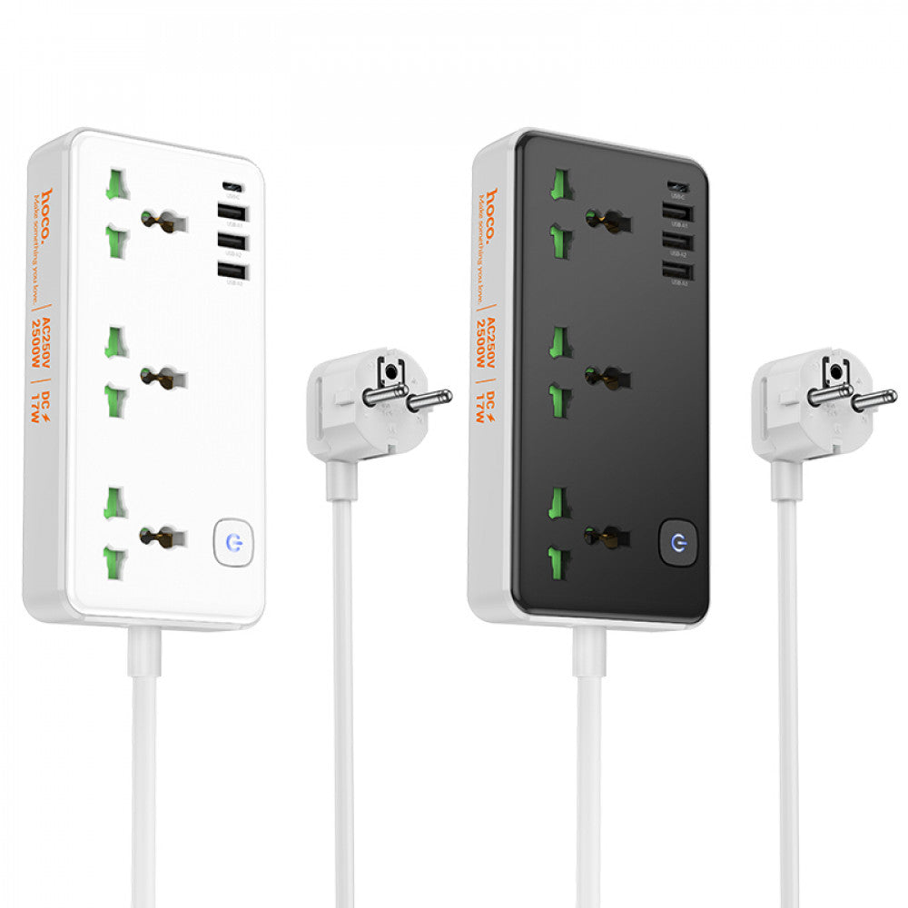 Power Extension 3U | 3P | 1C — Hoco AC7 L=3M — Black