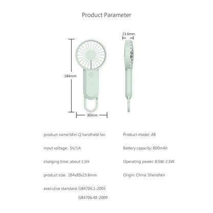 Портативный мини вентилятор GL-A8 - 800 mAh — Green