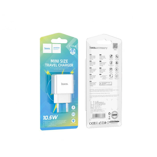 Home Charger | 2.1A | QC3.0 – Hoco C106A – White