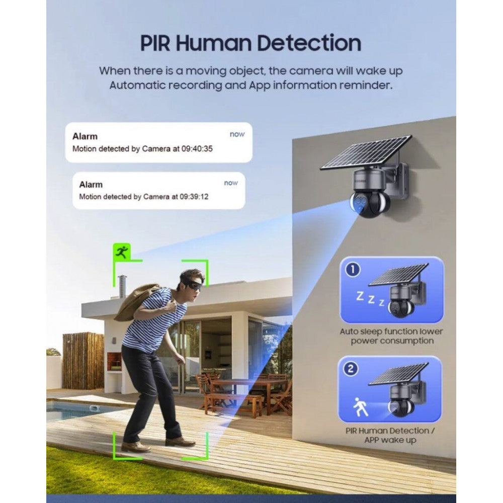 Outdoor IP camera 6MP Sectec ST-S568M-4G-6M-12X ZOOM 4G solar powered