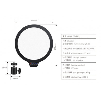 Round LED lamp VAS-01 USB C 18W 3000-7000K