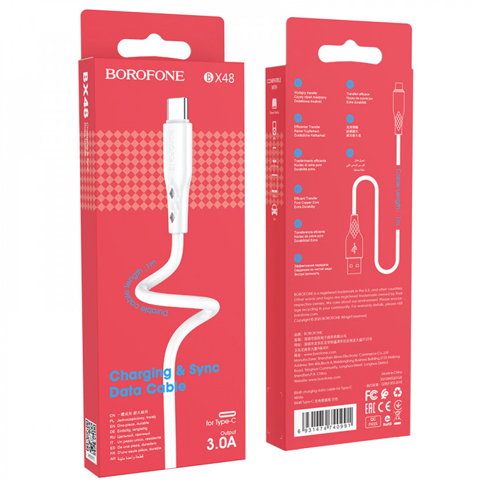USB C Cable 3A (1m) Borofone BX48 — White
