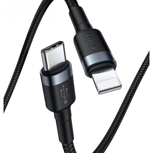 USB C to Lightning Cable 20W PD (1m) Baseus (CATLKLF) Cafule Series – CATLKLF-G1 Gray &amp; Black
