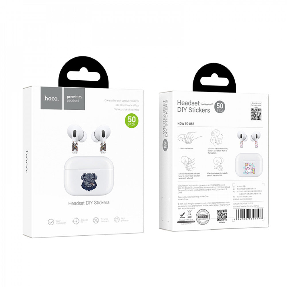 Hoco Wireless BT headset DIY sticker(50PCS)