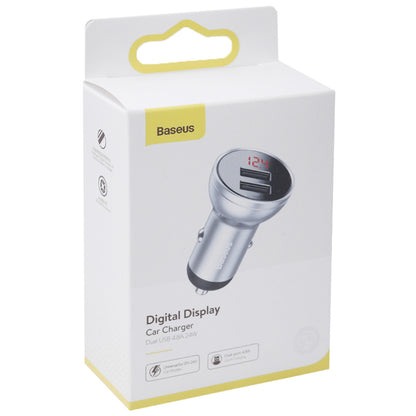 Car Charger 24W 2U Digital Display Baseus (CCBX-0S) Silver — CCBX-0S Silver