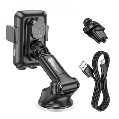 Auto-trimach with suction cup and dartless charger 15W Hoco HW9 – Black