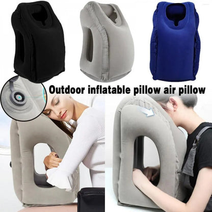 Inflatable hug pillow with arm hole