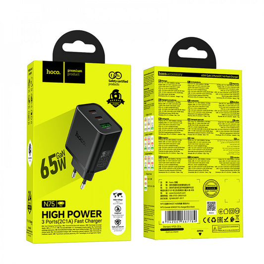 Home Charger 65W GaN 2PD QC 3.0 Hoco N75