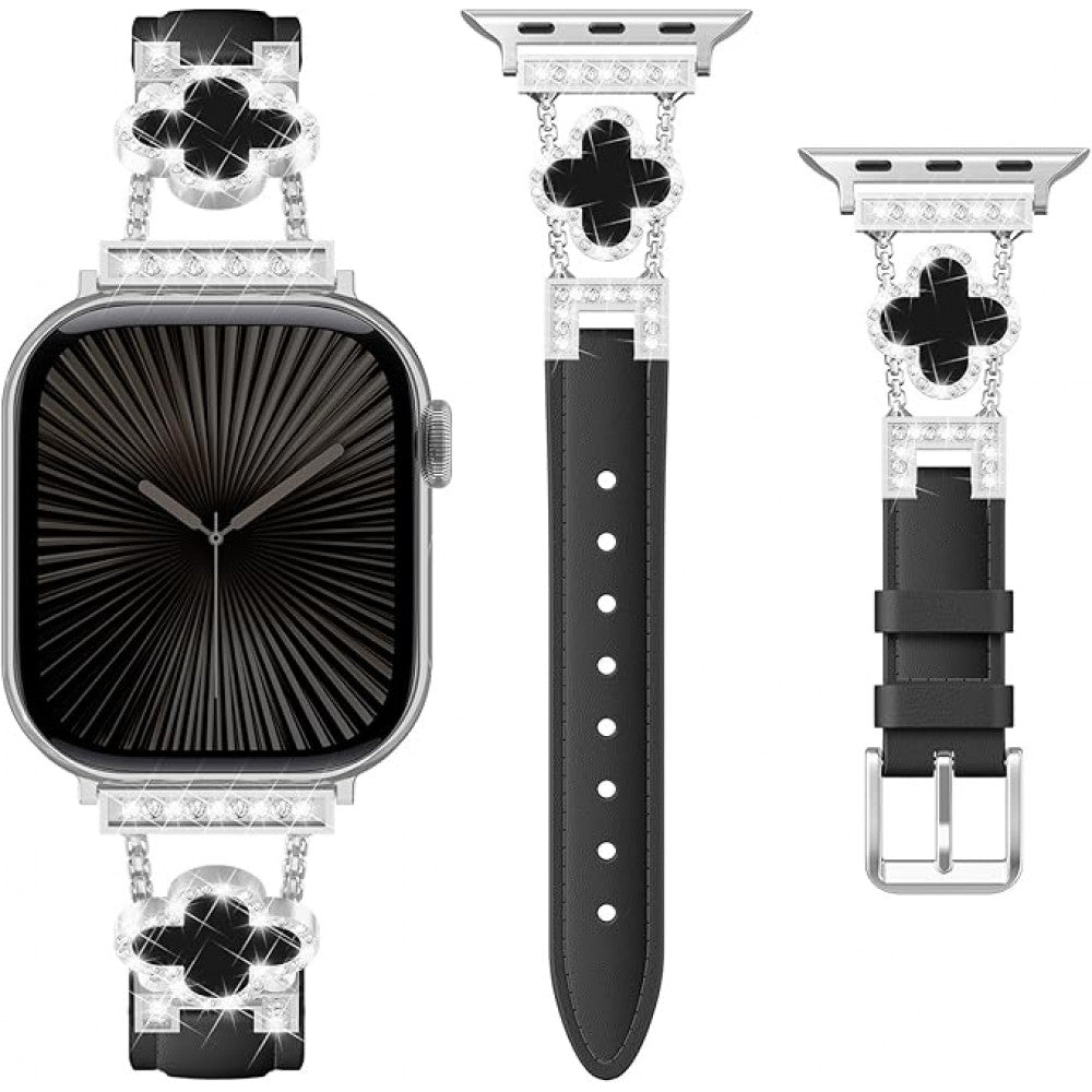 Ремінець Leaf clover Apple Watch 42 mm 44 mm 45 mm 49 mm — Silver&Black