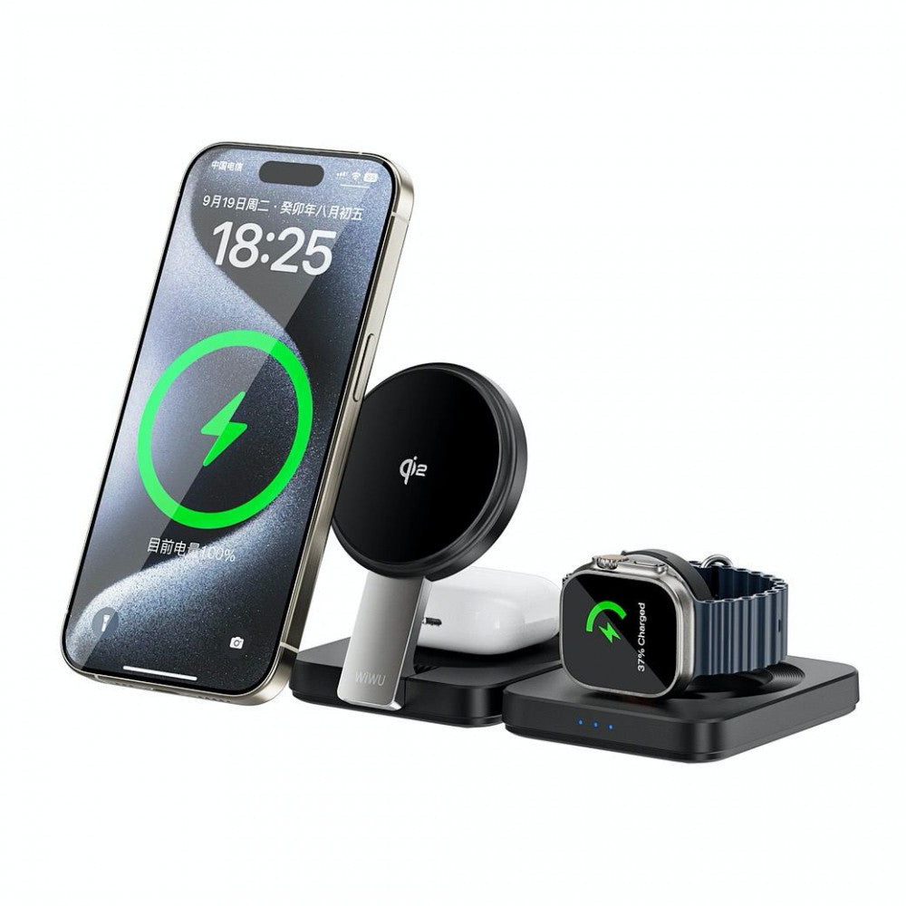 Wireless Charger 3 in 1 – Wiwu Wi-W028 – Black