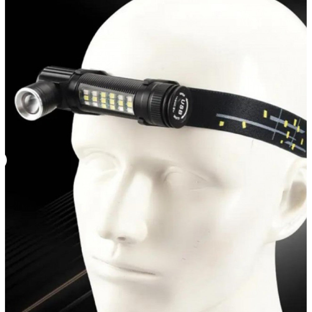 Фонарик аккумуляторный 2 в 1 ручной + налобный с USB — SY-2209