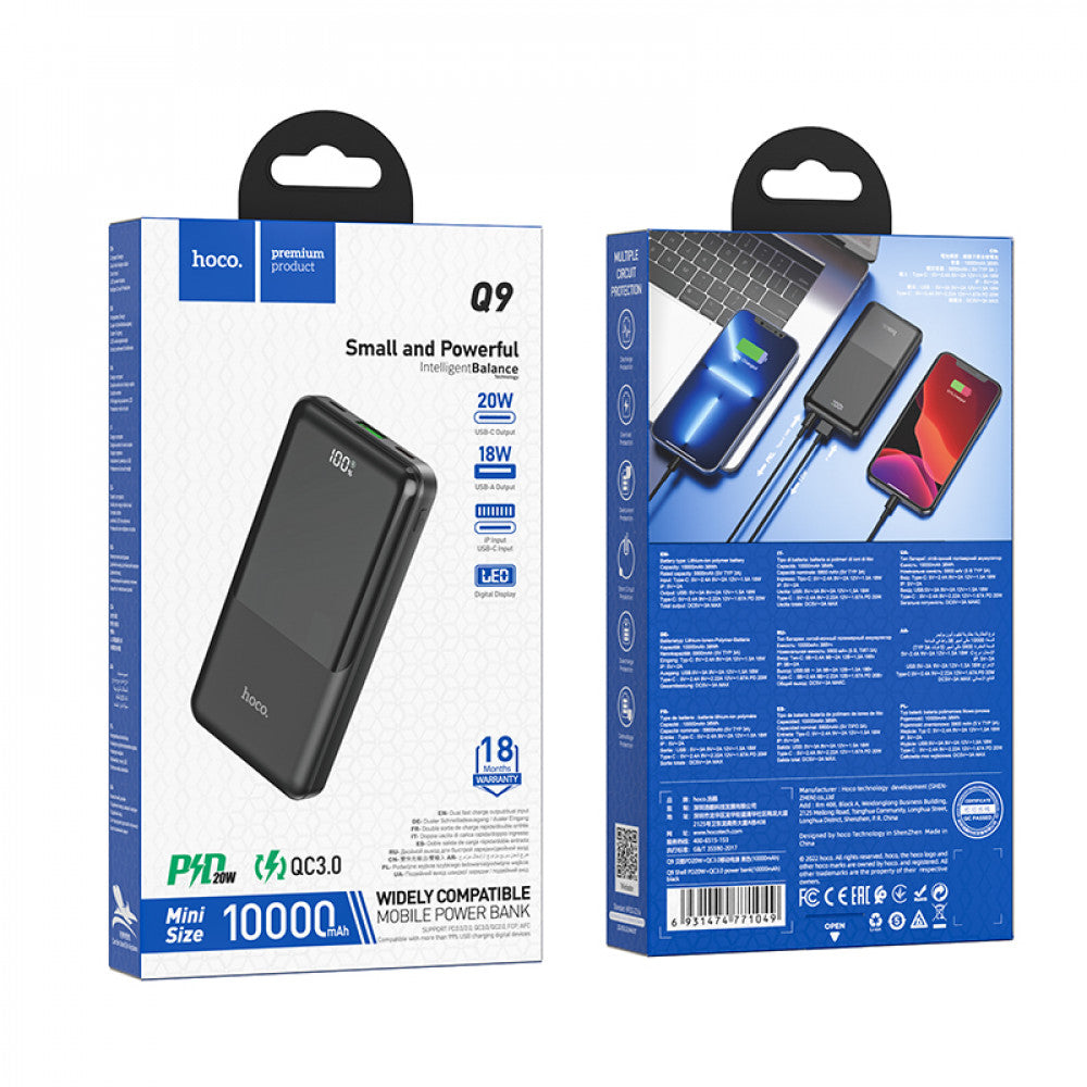 Power Bank 10000 mAh PD20W+QC3.0 Hoco Q9 – Black