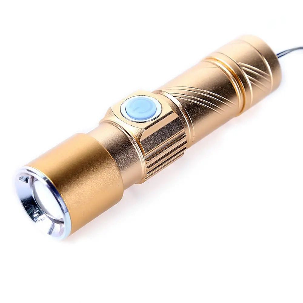 Ручной аккумуляторный карманный фонарик с USB и ZOOM SY - 501  — Black