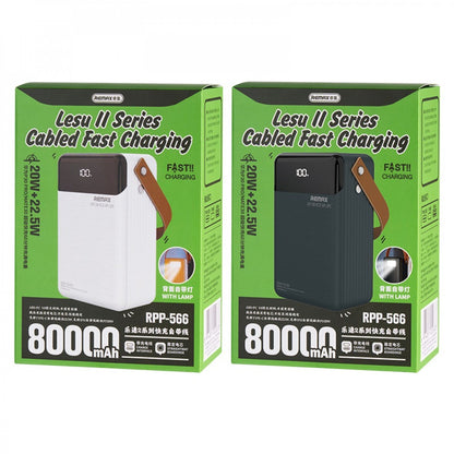 Power Bank 80000 mAh 22.5W+ 20W— Remax RPP-566 Fast charging — Gray