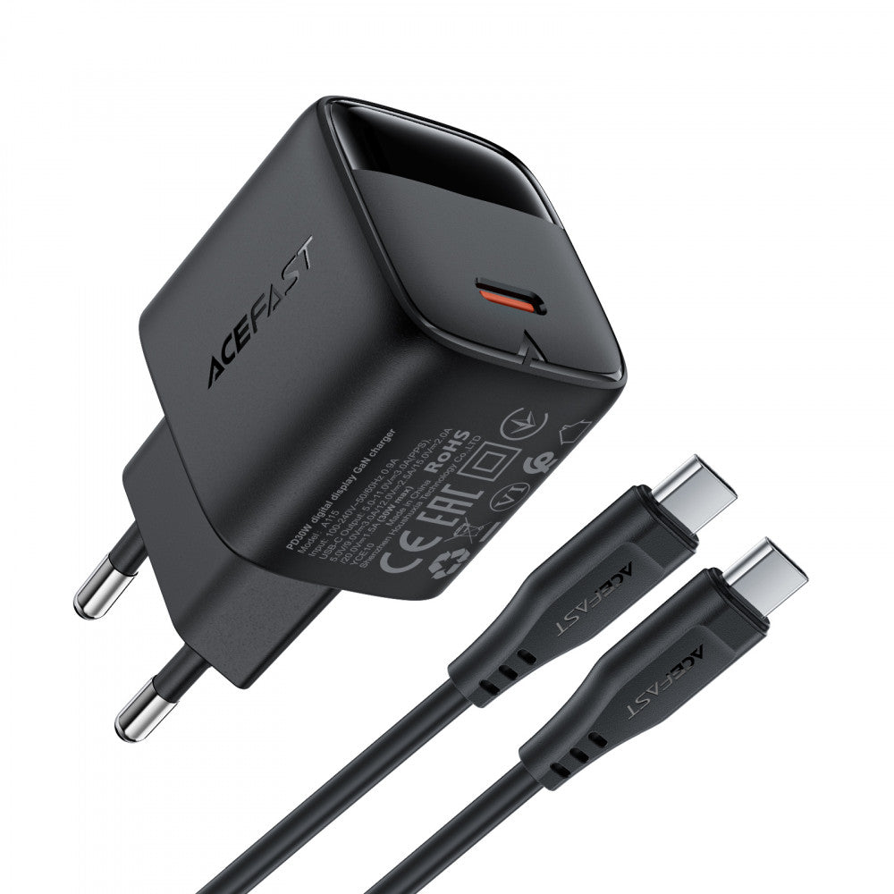 Зарядное устройство для Acefast A115, 30 Вт, PD, кабель USB-C – USB-C (1.2 м)
