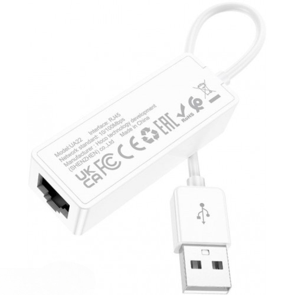 USB Ethernet Adapter 100 Mbps Hoco UA22 Acquire — White