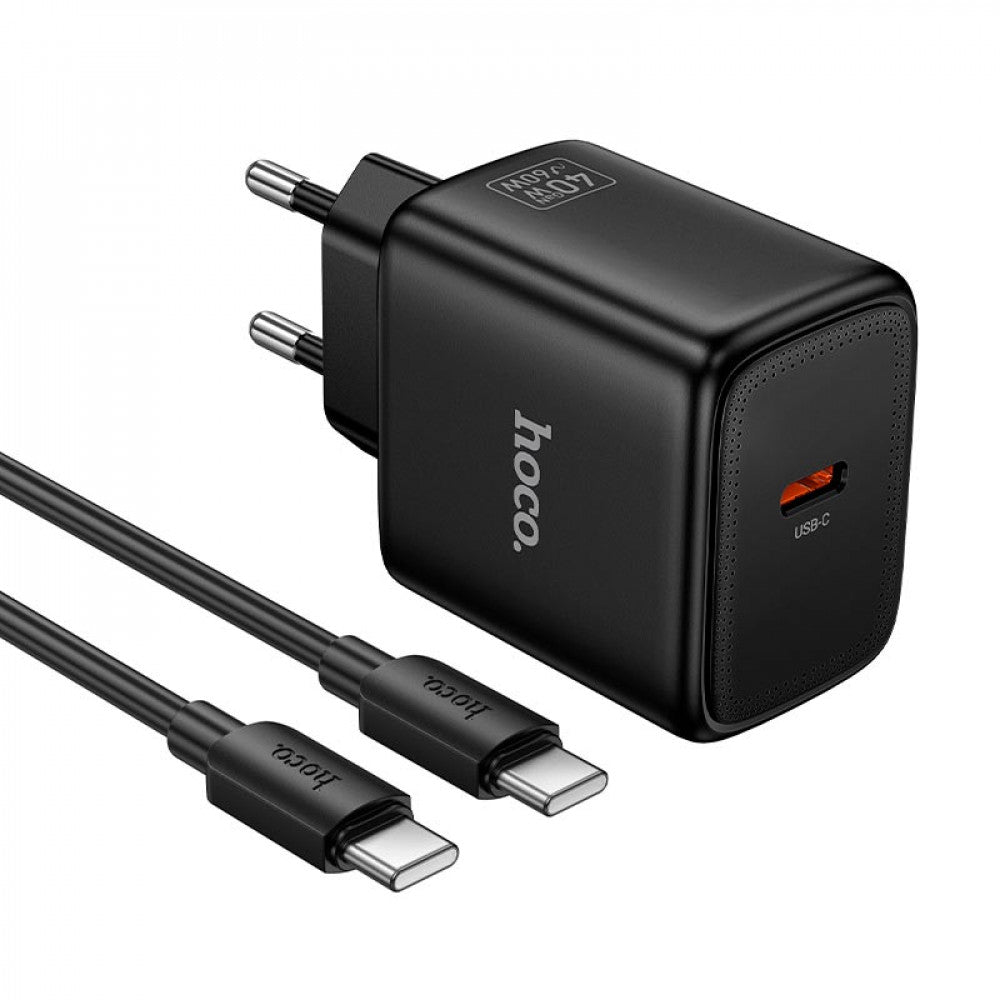 Home Charger | 40W | PD | C to C Cable (1m) — Hoco N83  — White