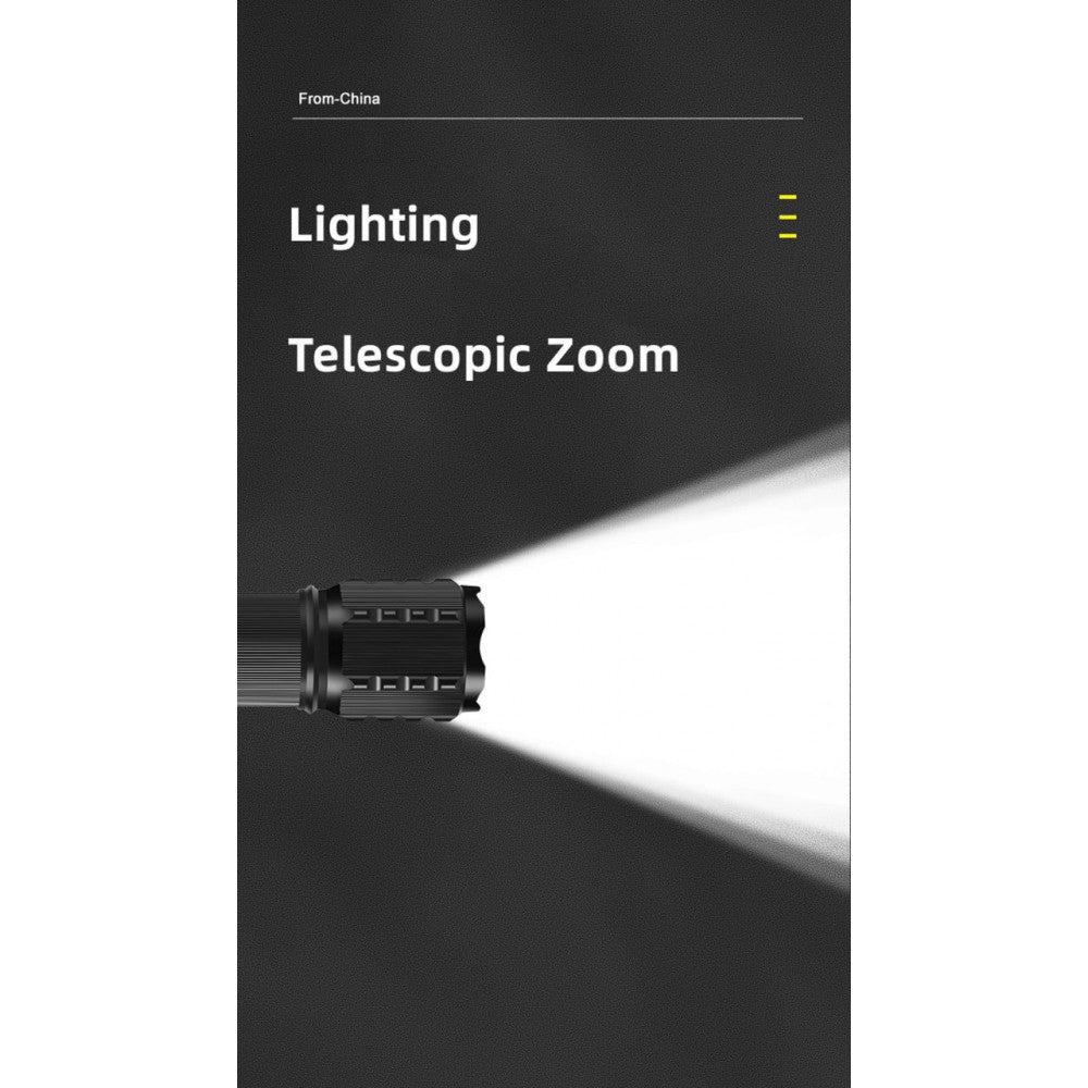 Rechargeable LED flashlight C73 with side diode three modes of operation, main light, side LED light and strobe