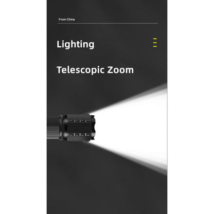 Rechargeable LED flashlight C73 with side diode three modes of operation, main light, side LED light and strobe