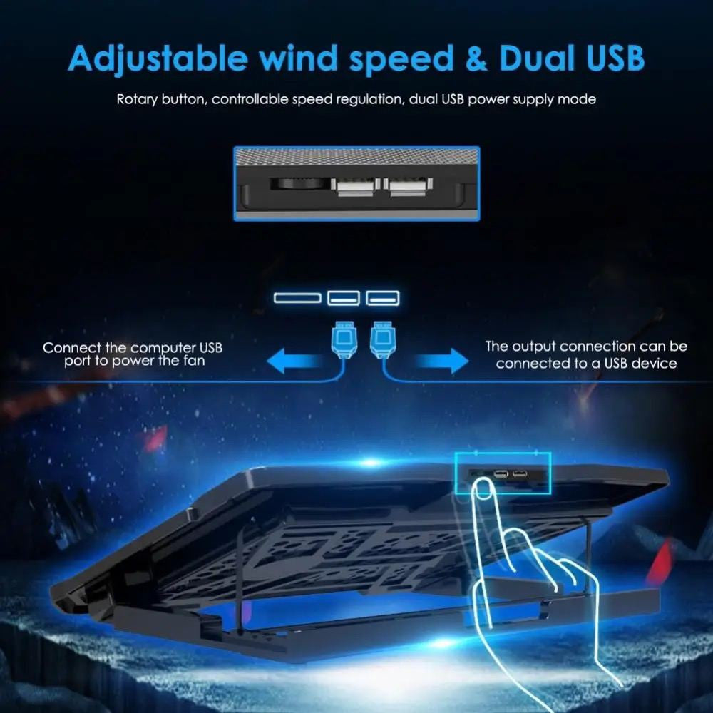 Laptop Cooling Pad with Cooler H9 (2 USB Ports + 6 Fans)