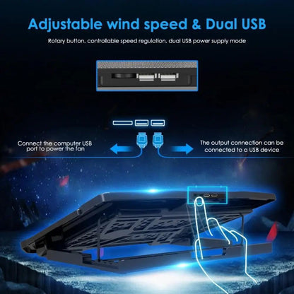 Laptop Cooling Pad with Cooler H9 (2 USB Ports + 6 Fans)