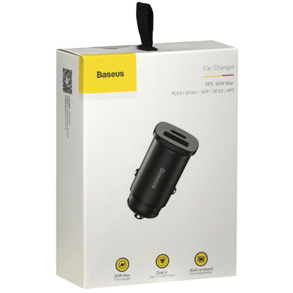 Car Charger 30W 1U 1C Baseus (CCALL-AS01) Square metal – CCALL-AS01 Black