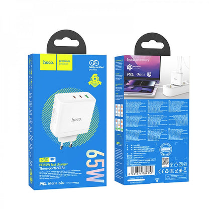Home Charger | 65W | PD | QC3.0 - Hoco N30 - White