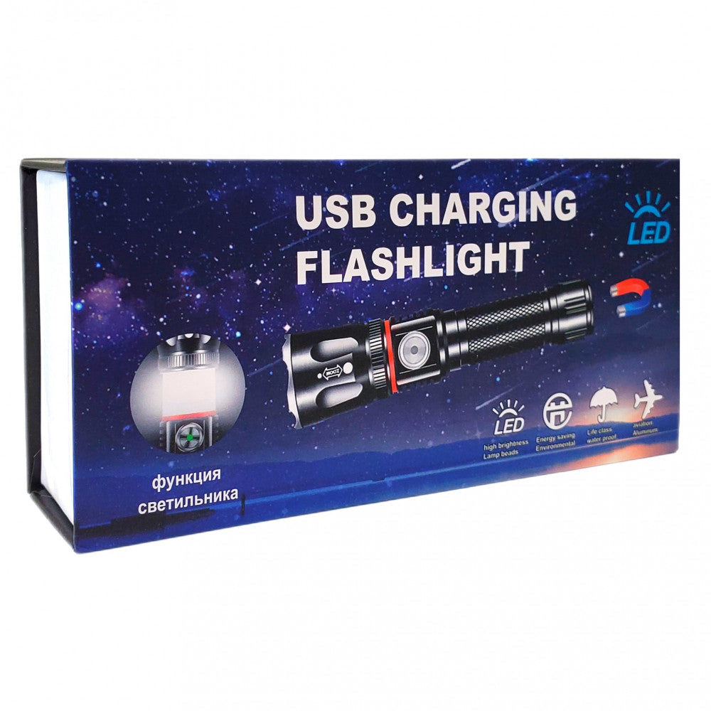 Rechargeable LED Flashlight Y-1809 360° COB + Magnet USB Charging