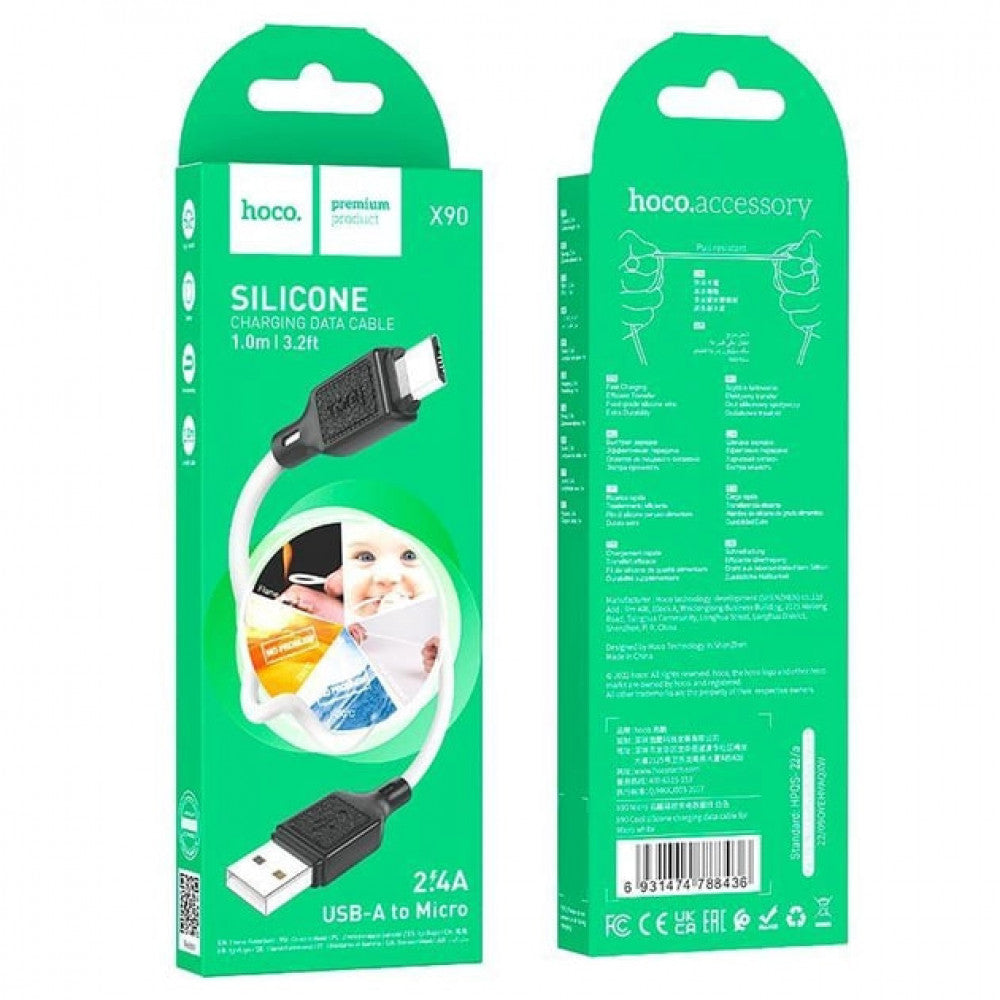 Cable Micro 2.4A (1m) Hoco X90 Cool silicone – White