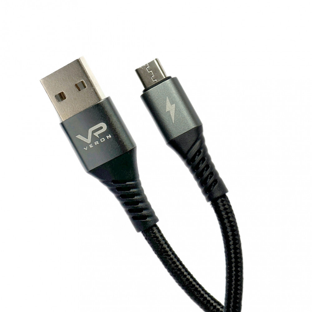 USB Micro Fast Charging Cable 2.4A (0.25m) Veron NM09 Nylon