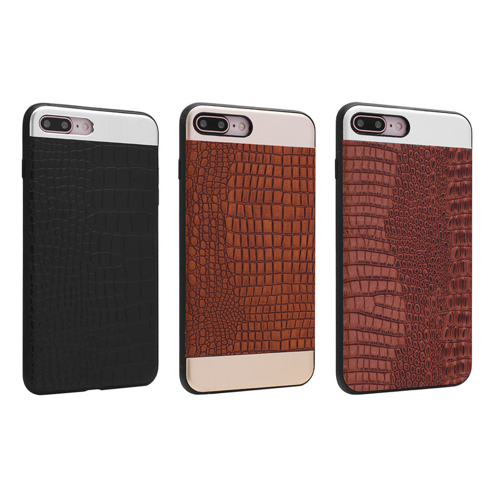 Cover Cases Top &amp; Bottom Metal Leather Cover Case iPhone 7 ; 8 — Black