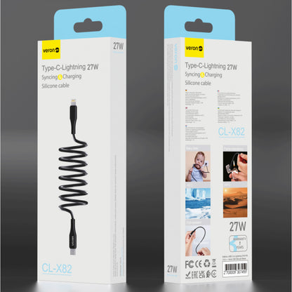 Silicone Cable USB C to Lightning 27W PD (1m) — Veron CL-X82 — Black