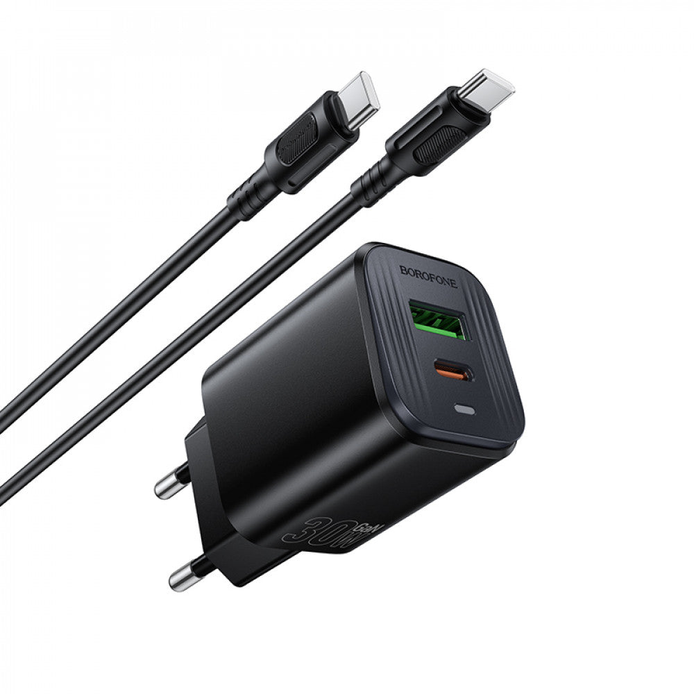 Home Charger | 30W | PD | QC3.0 | C to C Cable (1m) — Borofone BAS85A