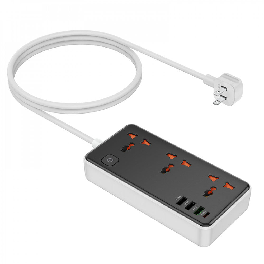 Мережевий фільтр 2500W 3U | 3P | 1C 30W | 1.5m — Hoco AC8A — Black