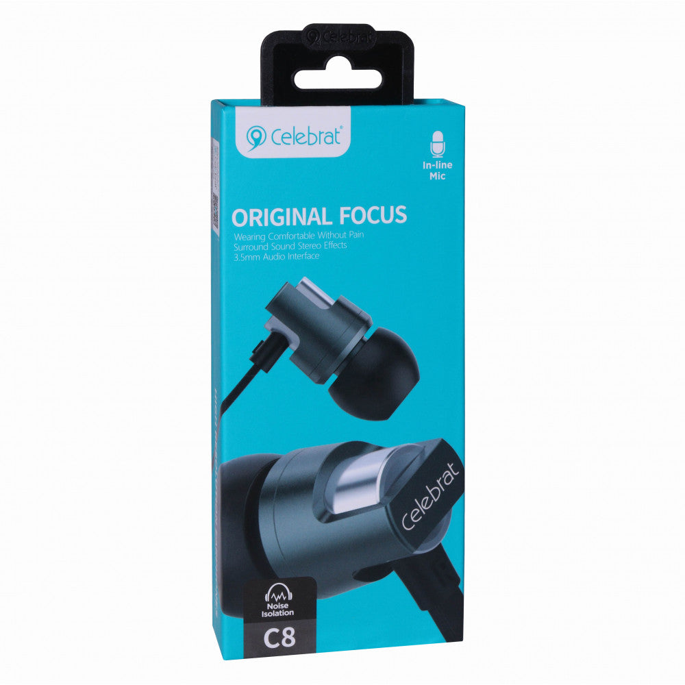 Headphones with microphone 3.5mm Celebrat C8 – Dark Gray