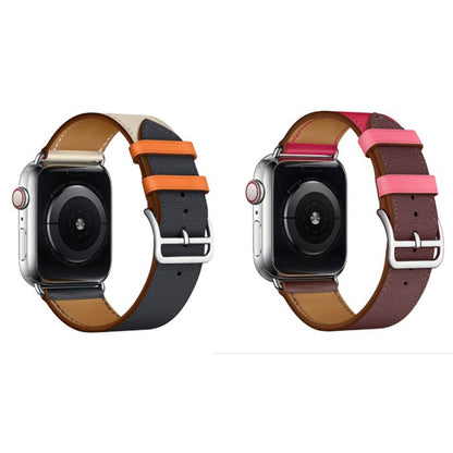 Reminets Leather Series Hermes Apple Watch 38 mm 40 mm 41 mm — Rose Red/Brown